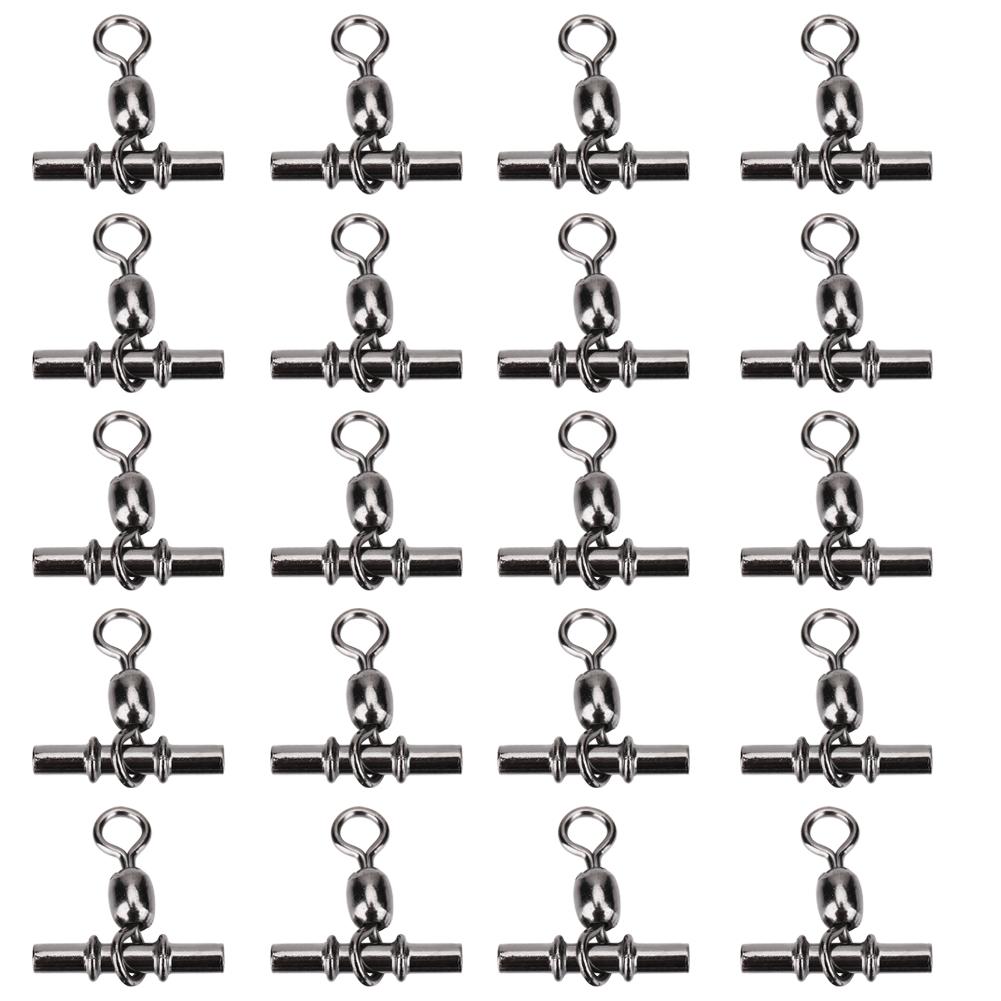 20pcs Set T Shape Line Crane Fishing Swivels Connectors Accessories (2Celsius0# )