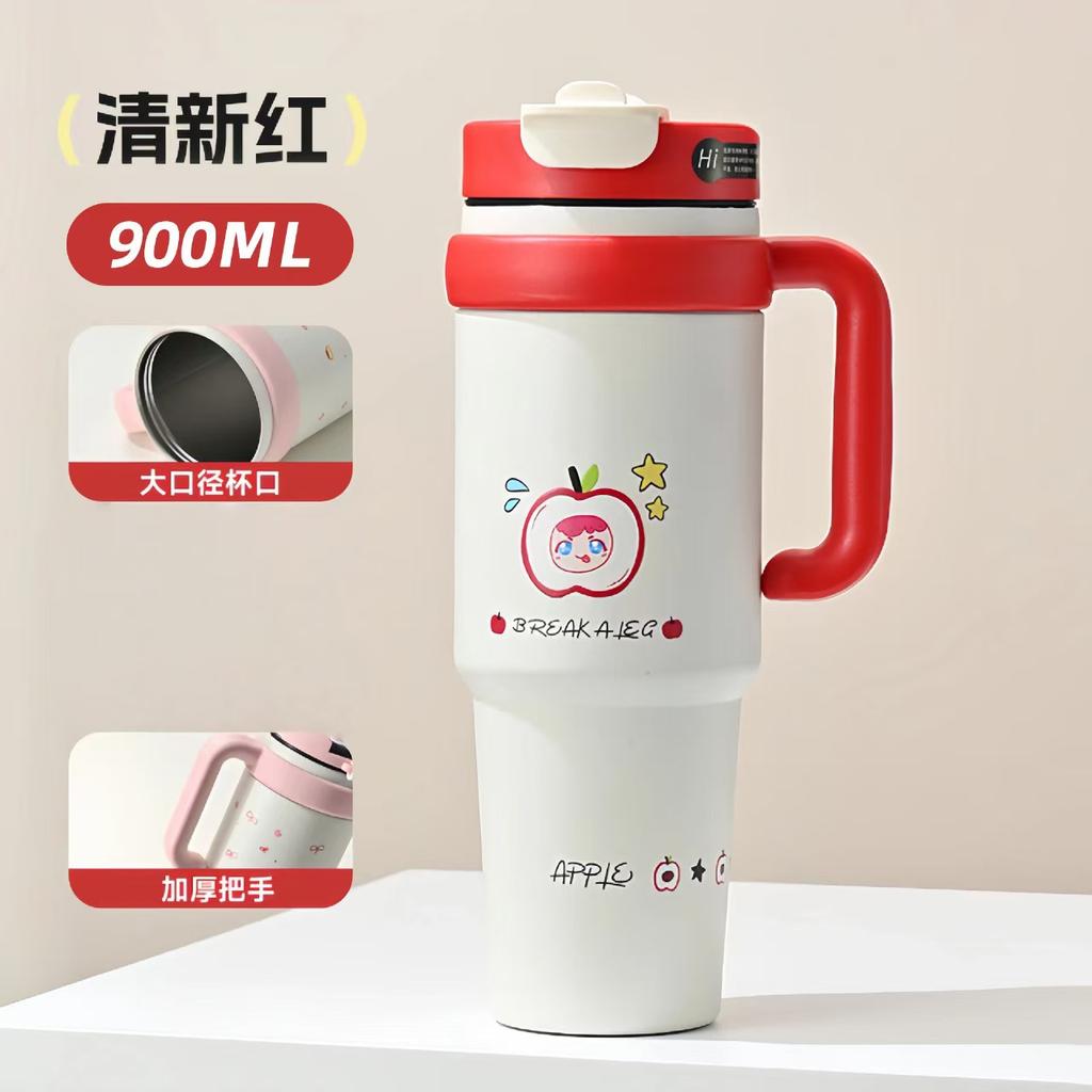 Big Mac High-value Stainless Steel Ice Cup Men's and Women's Portable Large-capacity Water Cup Straw Cup Cartoon