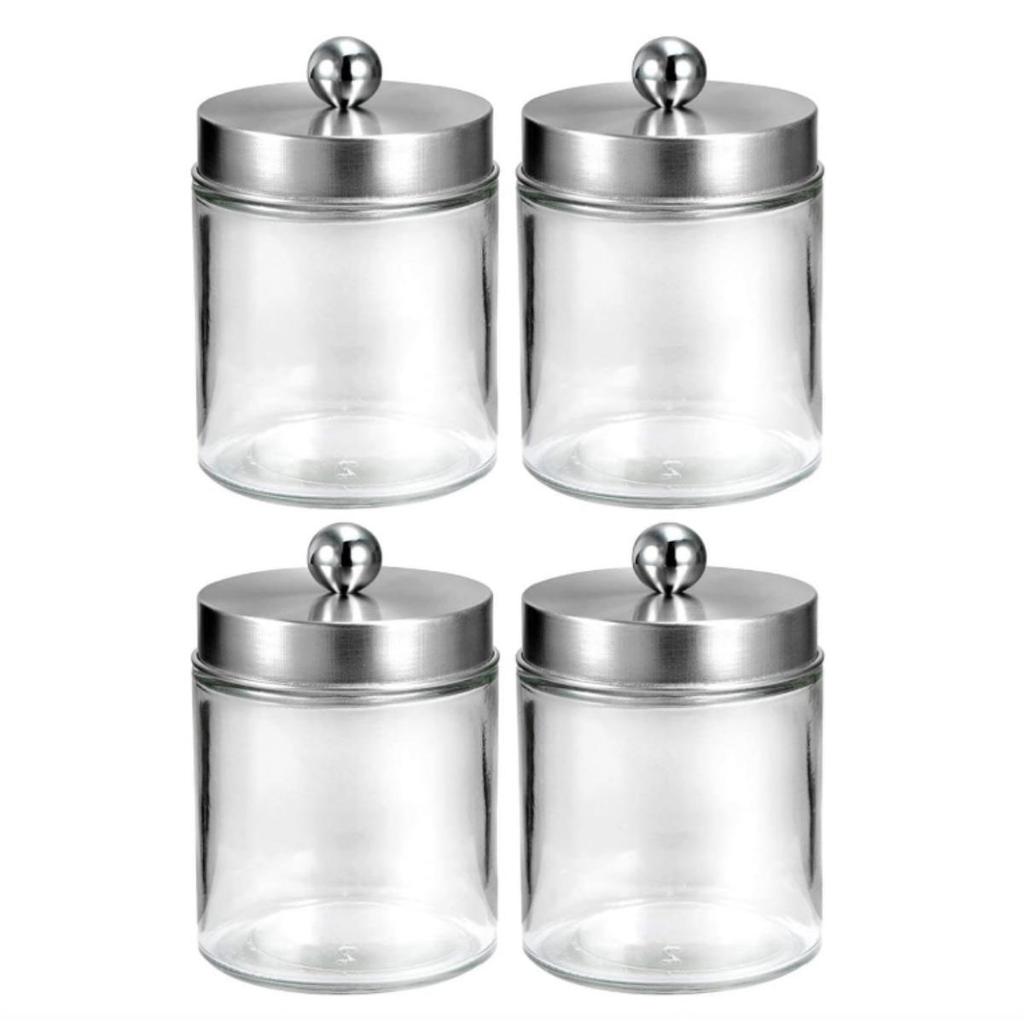 Bathroom Vanity Storage Organizer Set -- Farmhouse Decor Qtip Holder for Cotton Swabs,Makeup Sponges,Flossers,Paper Clips