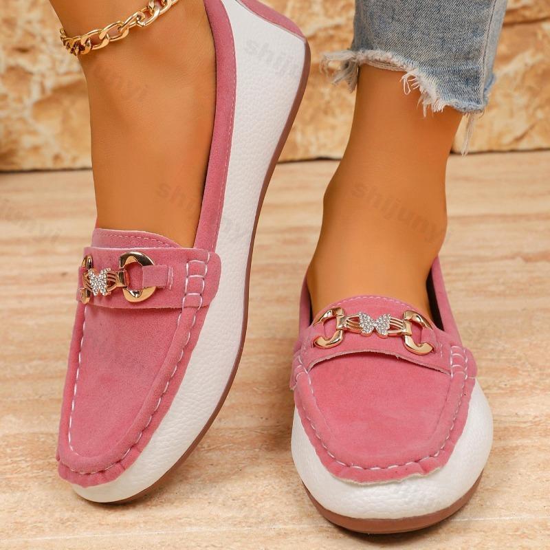 Moda 2025 Jesień Nowa Moda Retro Płytkie Wcięcie Casualowe Mokasyny dla Kobiet Wygodne Wszechstronne Blokowane Kolorystycznie Wsuwane Pojedyncze Buty