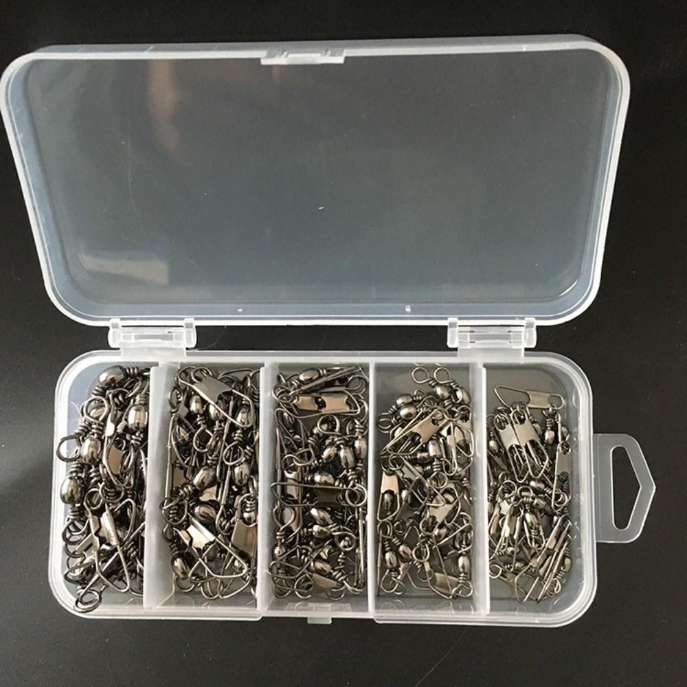 160PCS High Strength Fishing Snap Swivel with Safety Snap Rolling Barrel Swivel  Saltwater Fishing