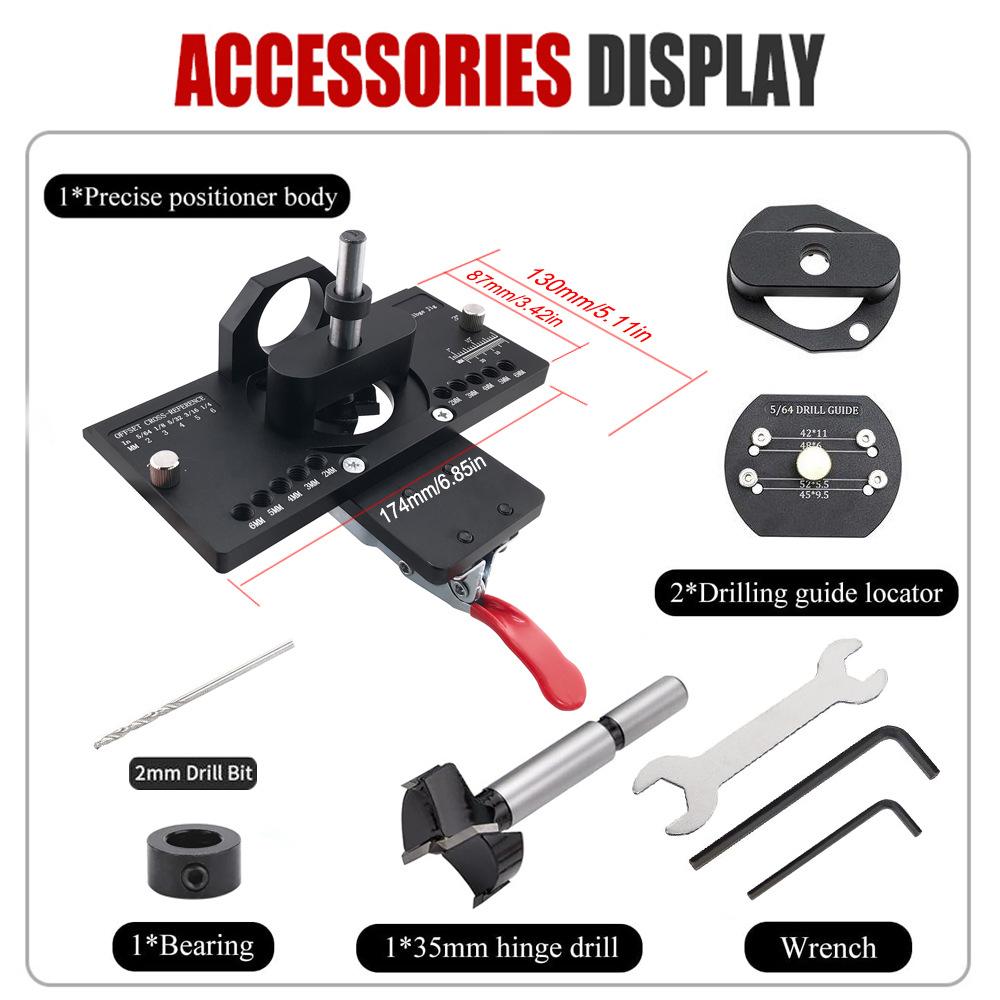 

Woodworking Hinge Drilling Machine Cabinet Door Drill Guide Jig Airplane Hinge Locator Fixing Device чорний