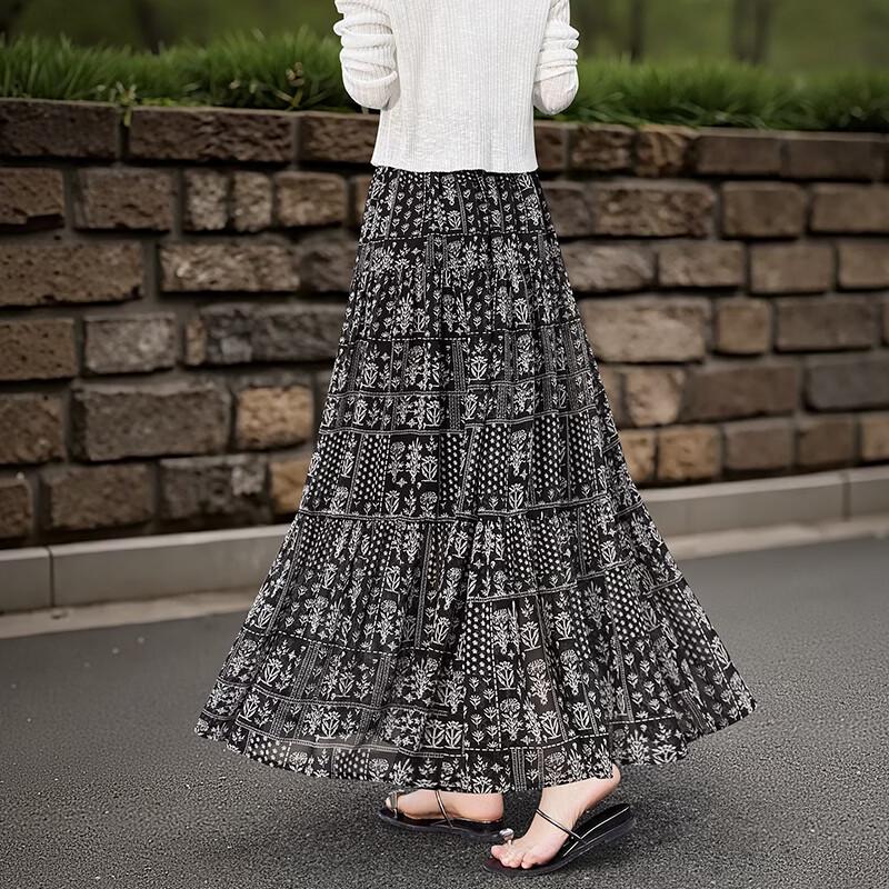Women's Floral Mesh A-Line Midi Skirt