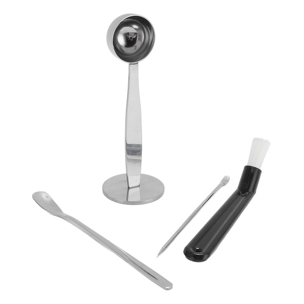 Coffee Tamper Spoon Stirring Spoon Coffee Art Pen Dual  Coffee Tamping Scoop Kit with Cleaning B