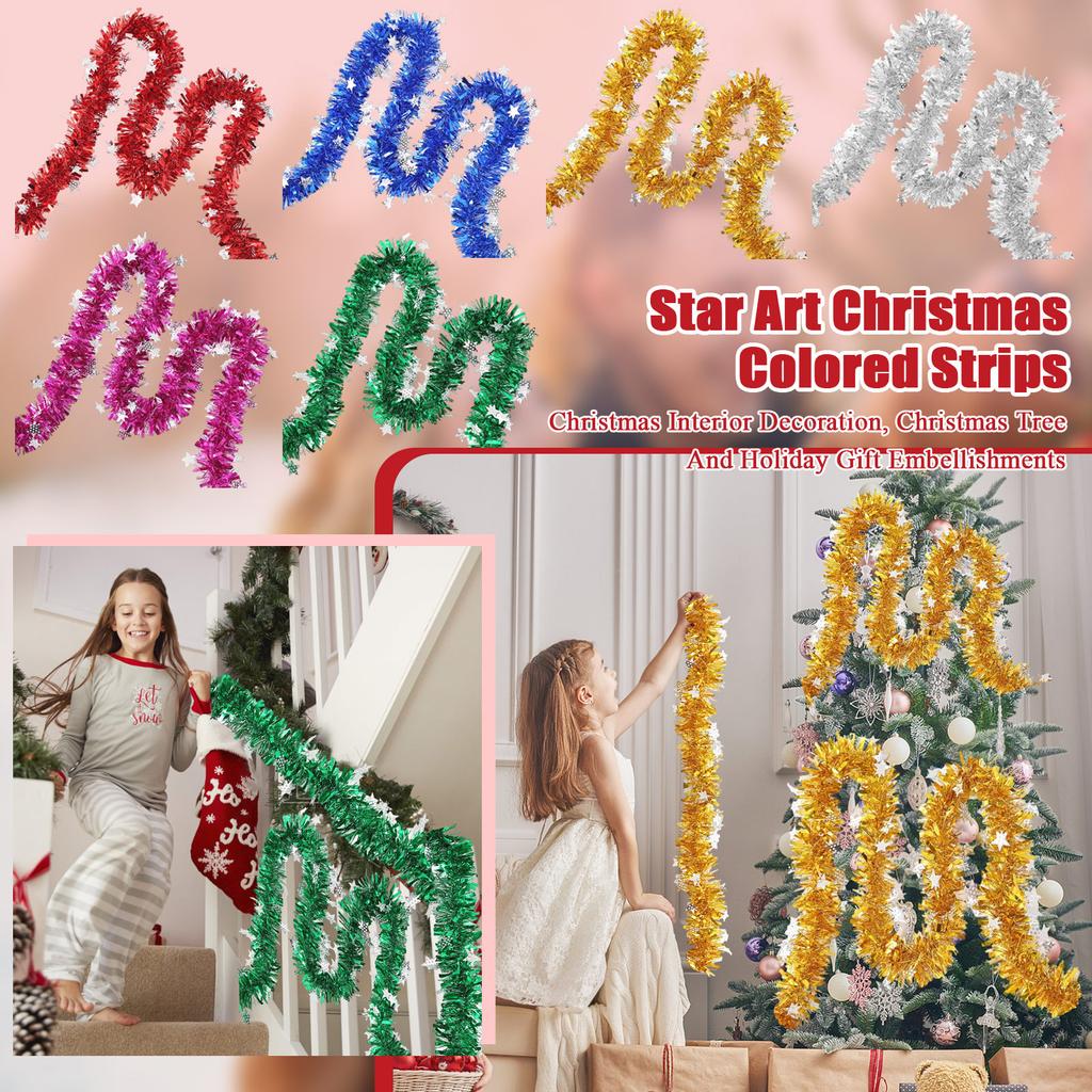 2 Meters Star Art Christmas Colored Strips, Christmas Interior Decoration, Christmas Tree And Holiday Gift Embellishments