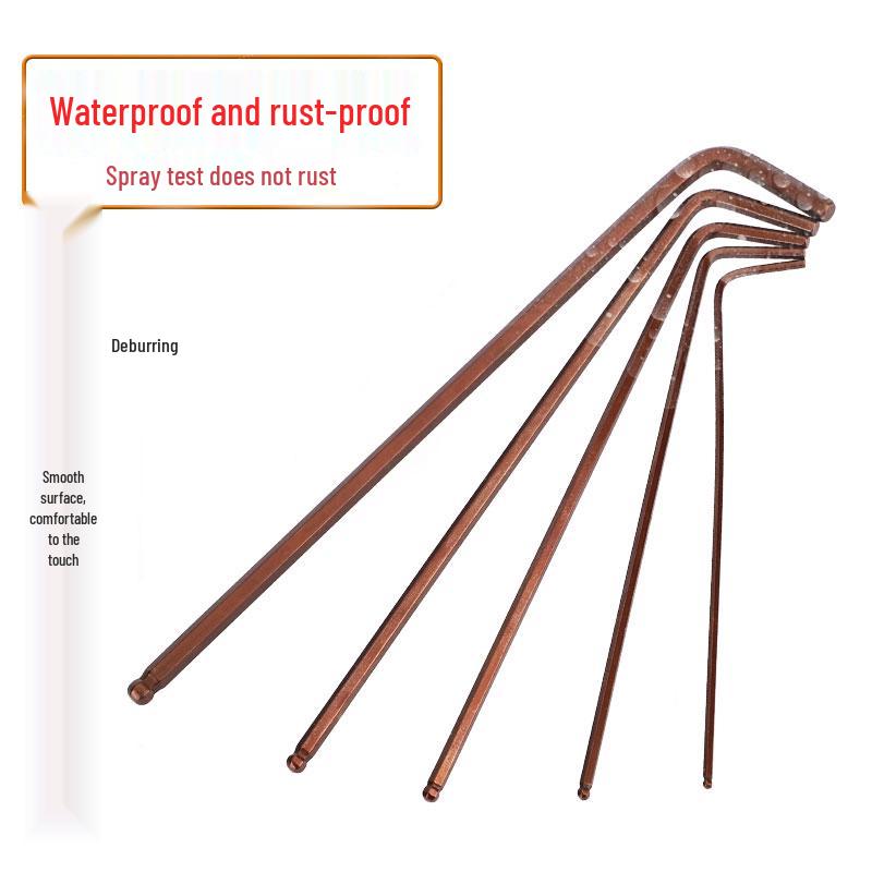 S2 Long Ball Head Hex Wrench Set, L-Type, 6-Sided, Sizes 1-12mm