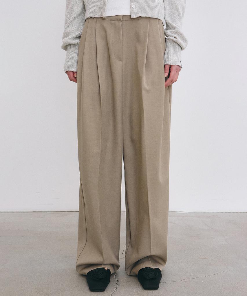 Nigaennikol Minimal Classic Loose Fit Slacks_Beige