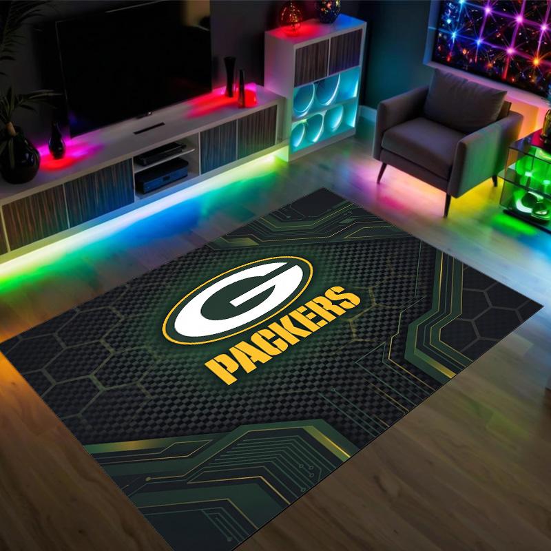 Tappeto in Velluto Cristallo Design Green Bay Packers Accogliente Non?Tappeto Stampato Antiscivolo per Camera da Letto Soggiorno Ingresso