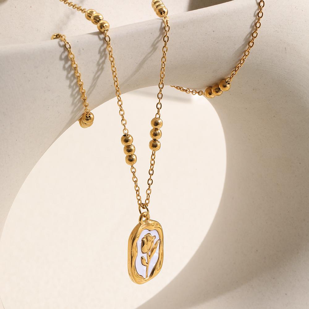 MamacitaSlay 316L Stainless Steel Tulip Flower Necklace 18K Gold Plated Waterproof Minimalist Jewelry For Women Everyday Wear