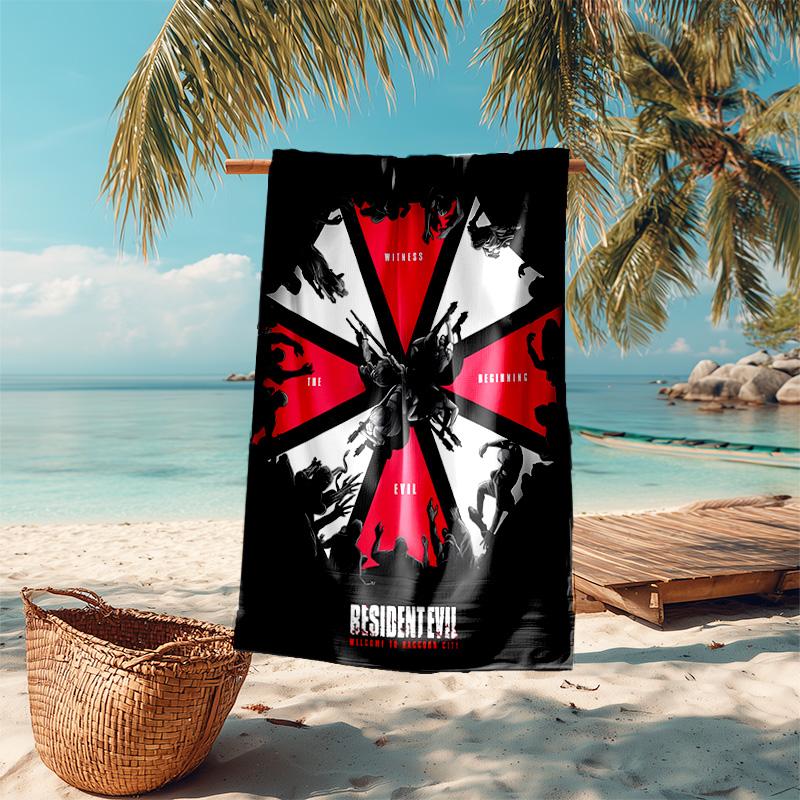 proof beach towel with resident Evil pattern - soft,absorbent,quick-drying,machine washable - perfect for swimming,camping,bathing
