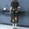 Summer Loose Chiffon T-shirt Suit Mother Fashion Women's Chiffon Cropped Pants Two-piece Suit