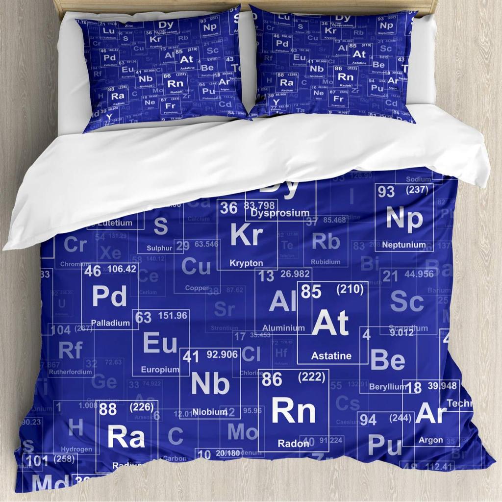 Tavola periodica degli elementi chimici Copripiumino Scienza chimica Set copripiumino a tre pezzi Decorazione camera da letto