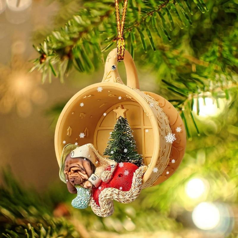 Lovely Christmas Dogs Animal Drop Ornaments Gifts Christmas Tree DIY Pendant HangingSign Decoration Home Car Accessories