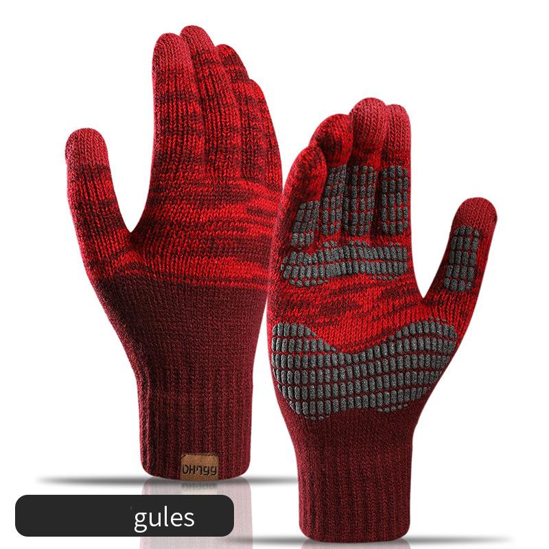Winter Gloves for Men Knitted Large Size Warm Gloves Cycling Male Office Fleece Non-slip Touch Screen Acrylic Soft Thick Gloves