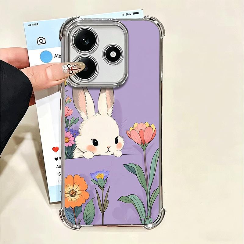 Cute Cartoon Bunny Rabbit Plating Phone Case For Xiaomi Poco X5 X6 X7 X8 Pro Max F8 Ultra F7 M8 M7 M5S Redmi 15C 15 14C 13C 13 X