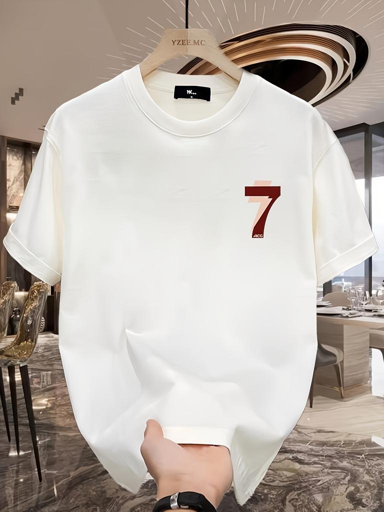 Men's Summer 100 Cotton Fashionable Casual Sports Loose Oversized Creative Letter Printed Round Neck Short Sleeved T-shirt Top