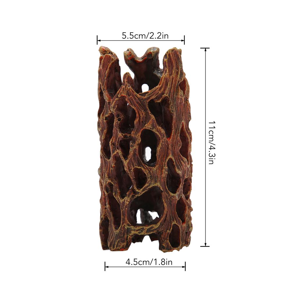 Fish Tank Hollow Tree Trunk Ornament Resin Simulation Decorative Aquarium Hideout Cave for Fish Shrimp Snakes Lizards
