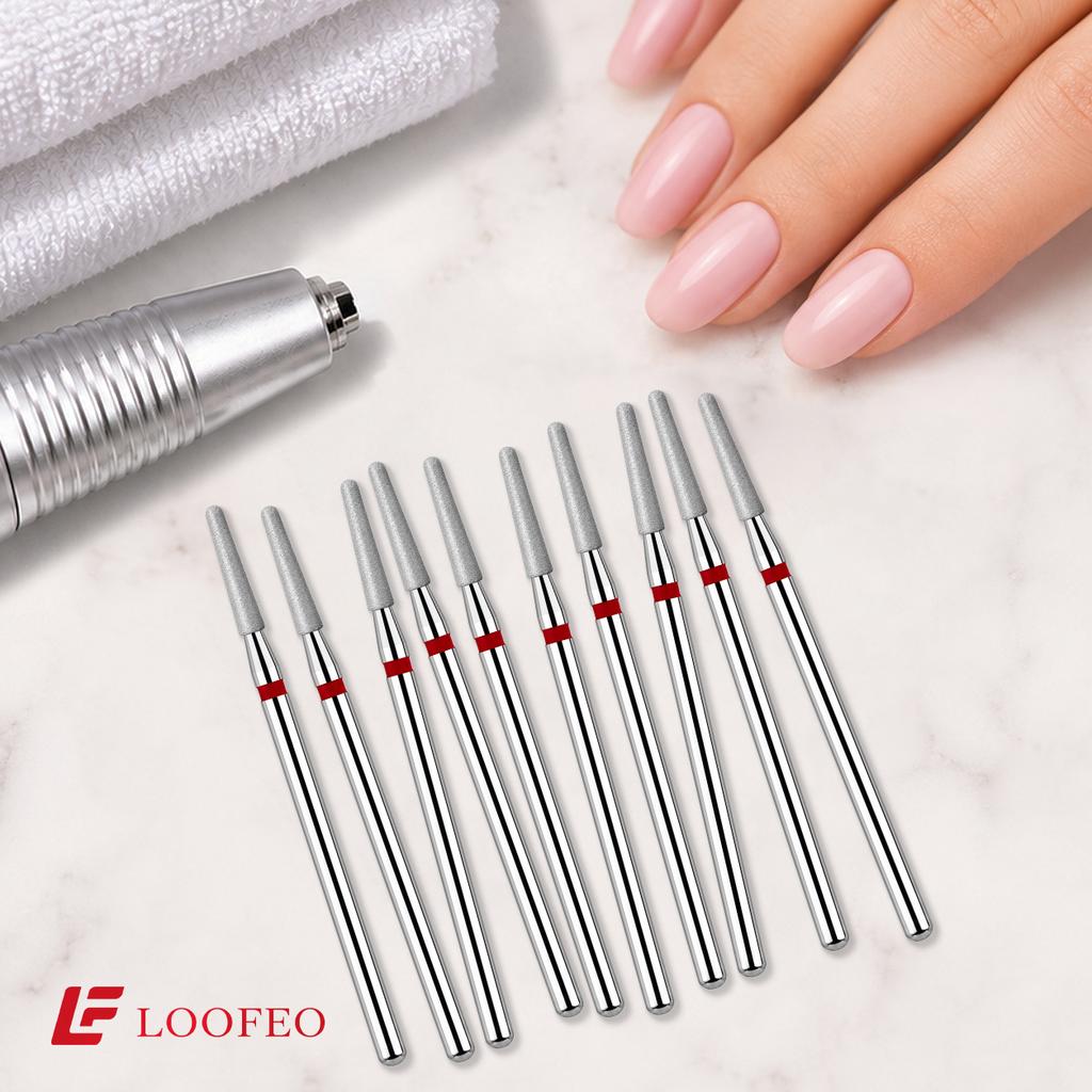 Rounded Top Cone Bit Diamond Nail Drill Bit Set 10PCS Nail Milling Cutters for Cuticle Cleaning Nail Edge Shaping Nail Prep Filing Nail File Bit Sets