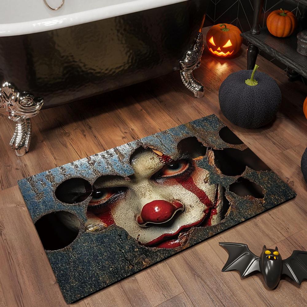 Halloween Door Mat Spooky Pennywise Clown Door Mat Living Room, Bedroom, Kitchen, Entrance Anti-slip Floor Mat Hallway Floor Mat