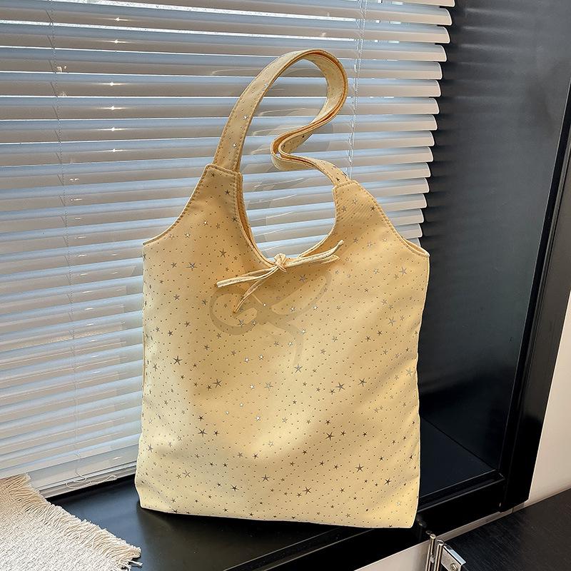 Korean-Style Starry Tote: 2026 Women's Single Shoulder, Large-Capacity Casual Handbag