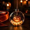 Spooky Pumpkin Ball Decor Halloween Clear Hanging Decoration, Glowing Sphere Ornament with Skeleton, Transparent Pumpkin, Spider Web, Black Cat Decor,