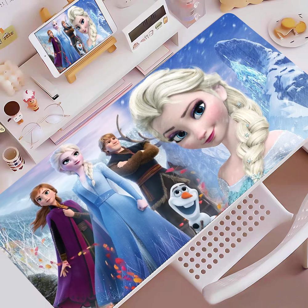 HD Printing Computer Gamers Childrens Nonslip Mouse Pad Frozen Princess Elsa Pu Leather Mousepad Large Size Keyboard Desk Pad