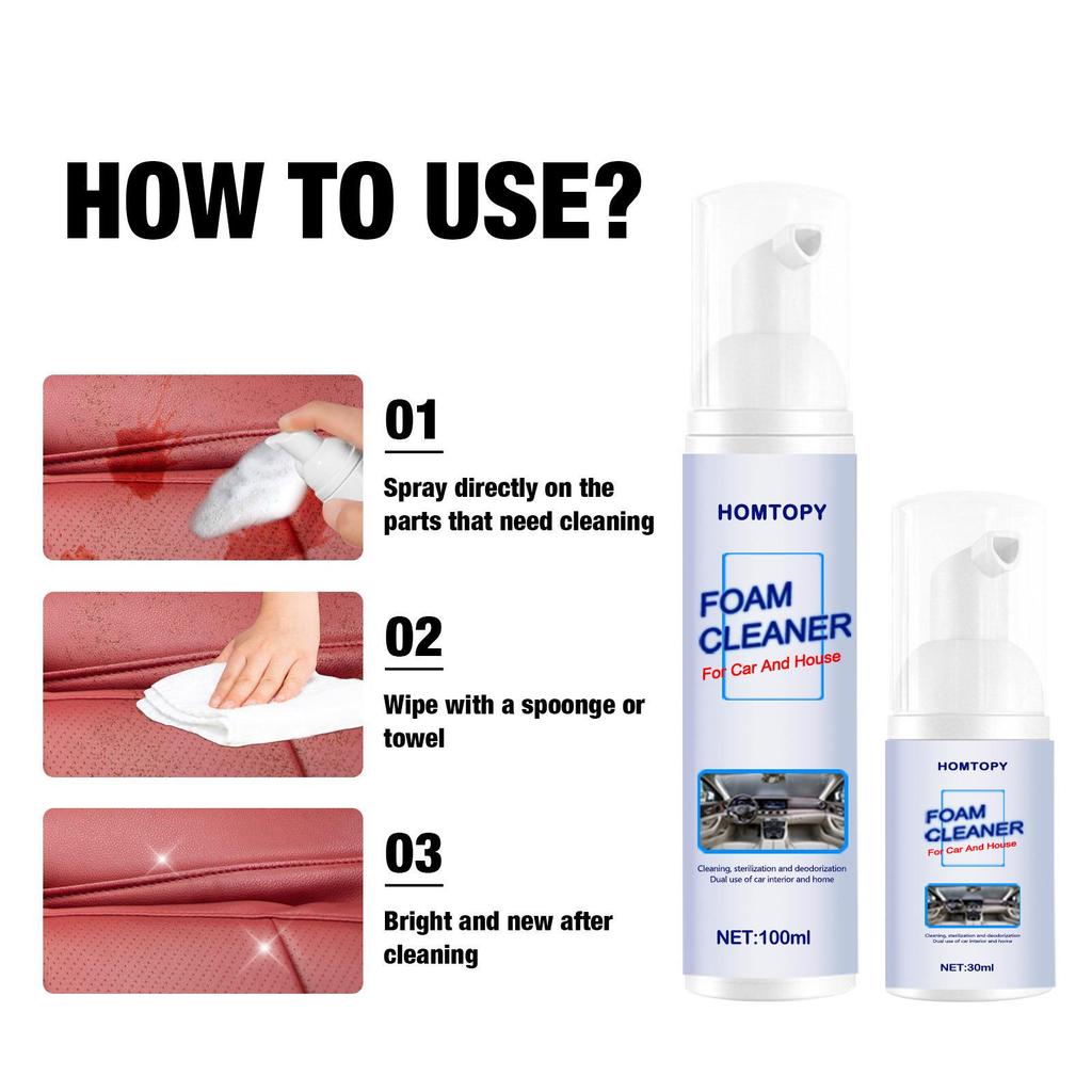 Multifunctional Car Interior Foam Cleaner for Leather Seats & Steering Wheel