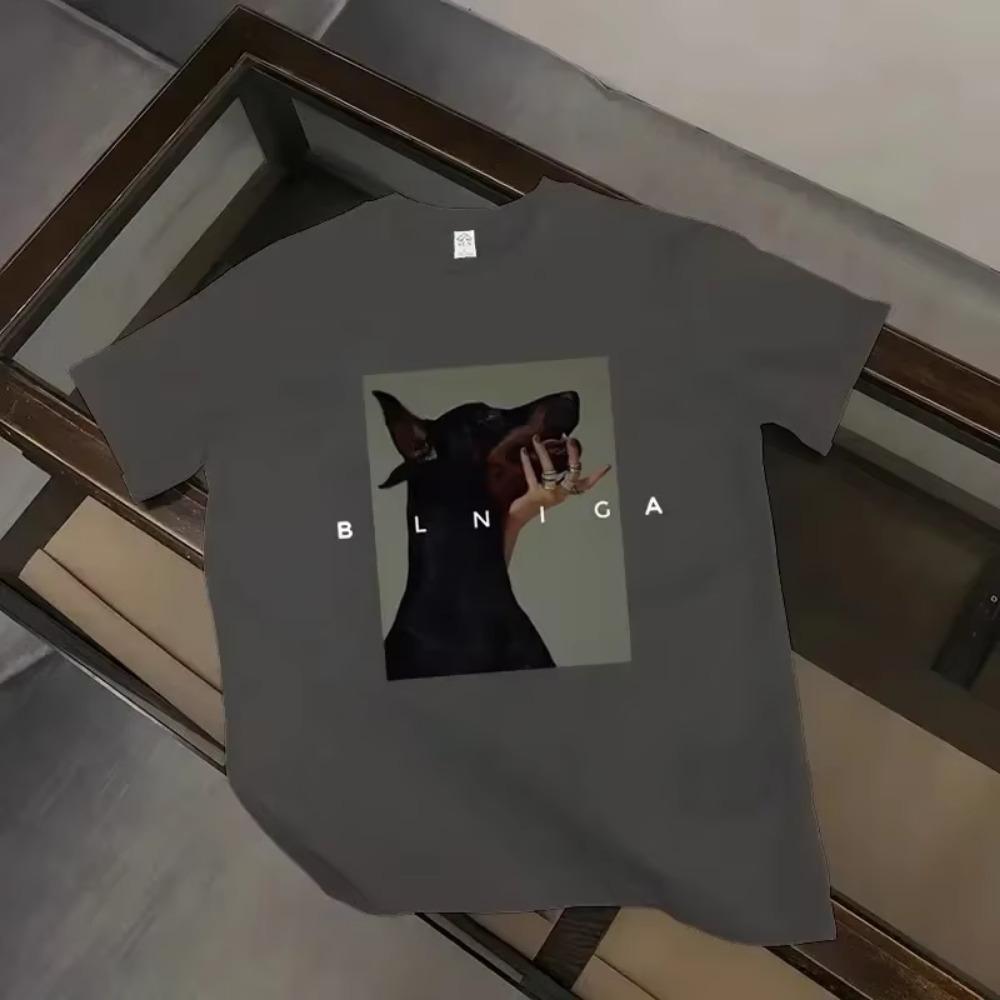 Summer Oversized 100% Cotton T-shirt Harajuku Tshirts Men Clothing Hip Hop T Shirt Women Tops Gothic Doberman Printed Streetwear