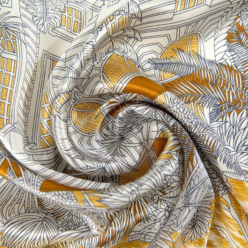Heavyweight Pure Silk Scarf, 100% Mulberry Silk Large Square Scarf with Printed Design, Dual-Use Shawl And Scarf, Holiday Gift