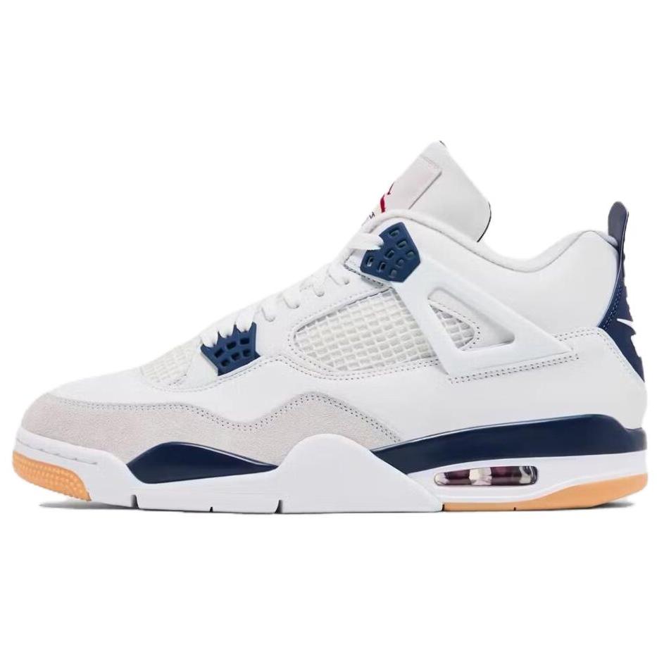 Jordan Air Jordan 4 SB 'Navy' Abrasion Resistant Mid Top Vintage Basketball Shoes Unisex White Blue Skateboard Shoes DR5415-100