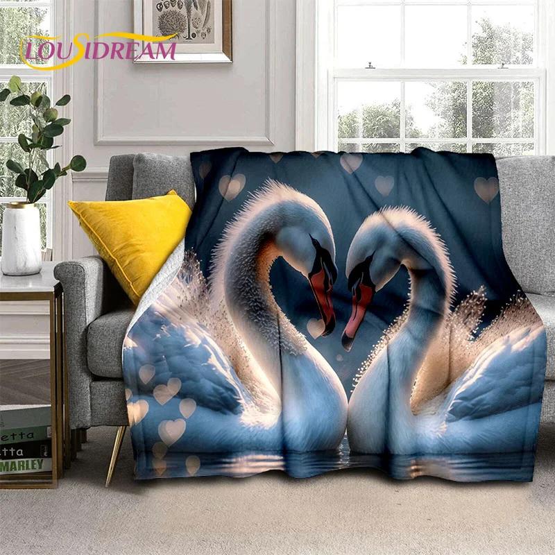 3D Dream Love Swan Cartoon Cygnus Girl Gift Blanket,Soft Throw Blanket for Home Bedroom Bed Sofa Picnic Travel Cover Blanket Kid