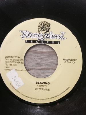 7inch Record DETERMINE - Blazing NONE Young Blood Rec Jamaica Reggae, Ska & Dub Used