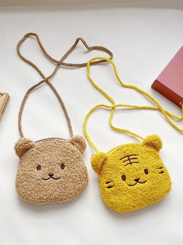 2025 Autumn/Winter Plush Kids' Cartoon Shoulder Bag, Cute Crossbody Furry Accessory for Boys and Girls