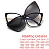 2 In 1 Magnetic Clip On Reading Glasses Women Blue Light Goggles Black Cat Eye Glasses Fashion Prescription Sunglasses