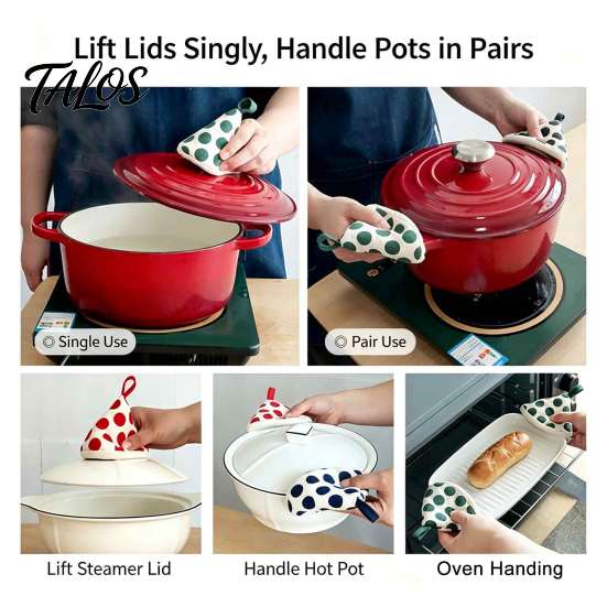 Pot Lid Lifting Tool Triangular Handle Cover, Heat Resistant Hot Cookware Anti-Scald Mitts Mitts, Cotton Knob Grabber Holders, Kitchen Gadget
