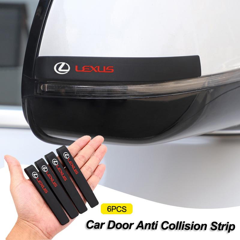 6Pcs Car Anticollision Rubber Strip Door Anti Scratch Stickers For Lexus RX300 IS200 IS250 ES350 Ct200h UX250h NX300h RX350 LS