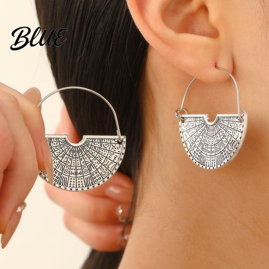 Exaggerated Semicircle Earrings 1 Pair Women Retro Bohemia Style Drop