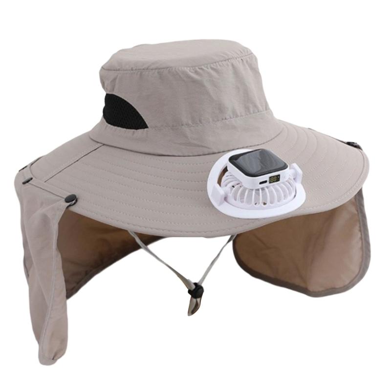 Rechargeable Sun Hat With 3 Speed Fan Sun Protection For Men Women Fishing Gardening Wide Brims Foldable Outdoor Caps