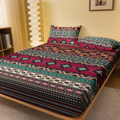 1 Einfaches Modernes Böhmisches Bedrucktes Mattes Spannbettlaken, Schlafzimmer Bedruckte Bettdecke, Bettwäsche (Ohne Kissenbezüge)