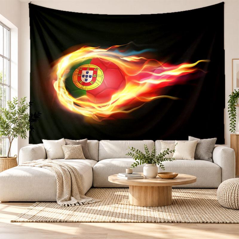 Wandteppich der portugiesischen Fußballnationalmannschaft, Wandbehang aus weichem Stoff, Dekorative Kulisse für Schlafzimmer, Heimwandkunst