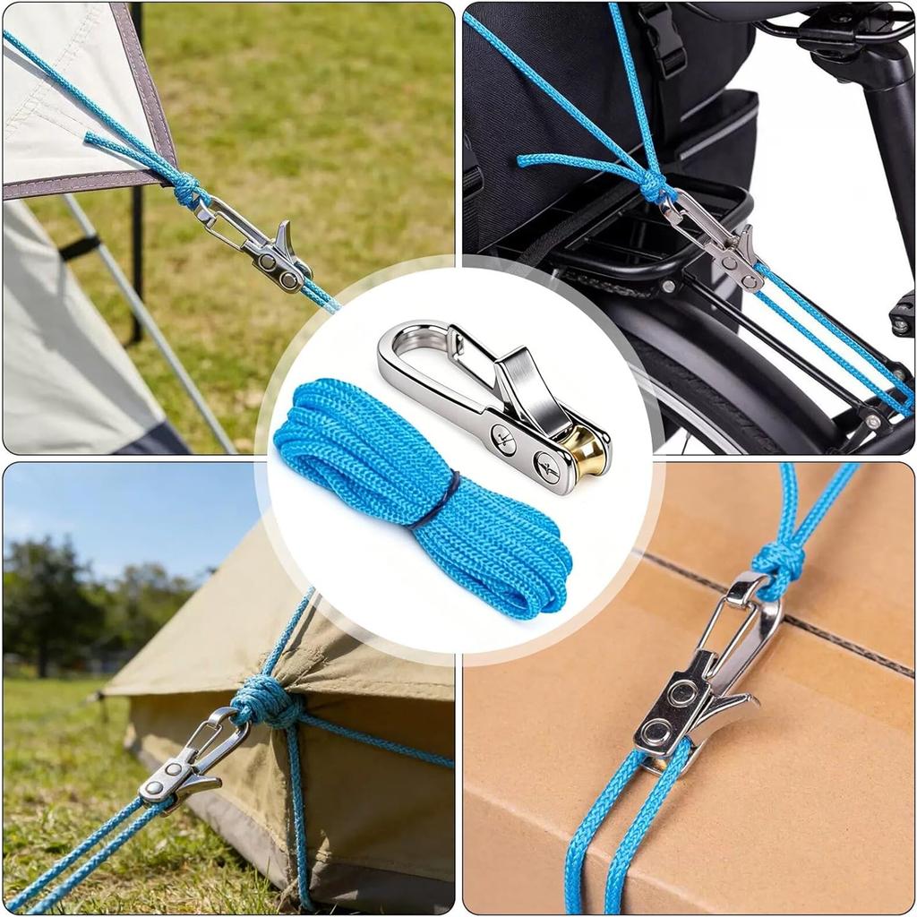 Rope Ratchet, 6-Pack Rope Roller Tensioner, Heavy-Duty Retractable Buckle, Down Tool for Camping, Tarp, Boating, Outdoor Gear