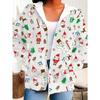 Women's Christmas Snowman Print Hooded Cozy Long Sleeve Zip-Up with White Sweatshirt Women Fashion Versatile Hoodies for Women