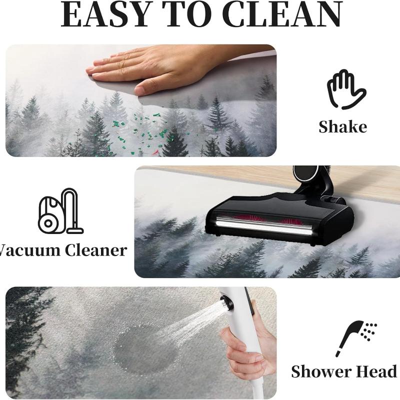 Misty Forest Bathroom Rug Thin Doormat Floor Mat Absorbent Quick Dry Non Slip Diatomaceous Mud Mats with Rubber Backing Tub Sink Laundry Kitchen