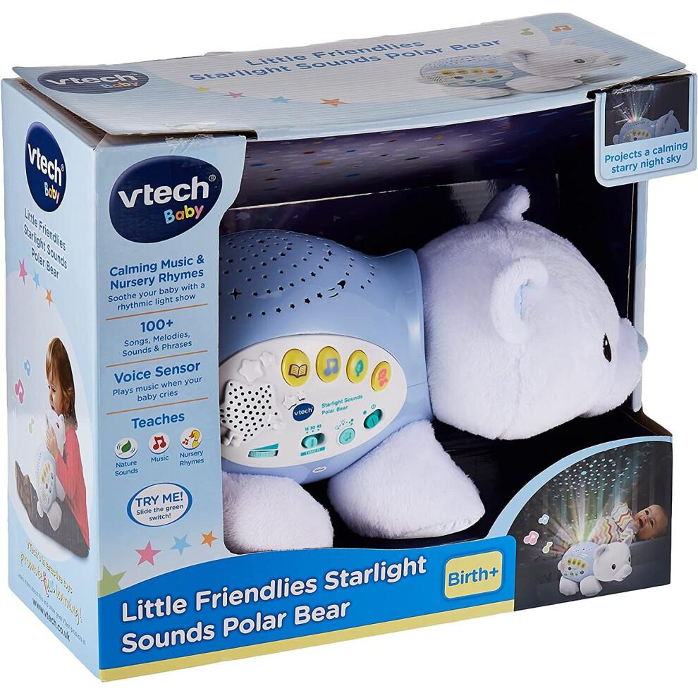 VTech Little Friendlies Starlight Sounds Bear, Soothing Baby Nighlight, Musical Toy with Sounds and Songs, Soft Cuddly Toy for Babies Aged 1 Month to