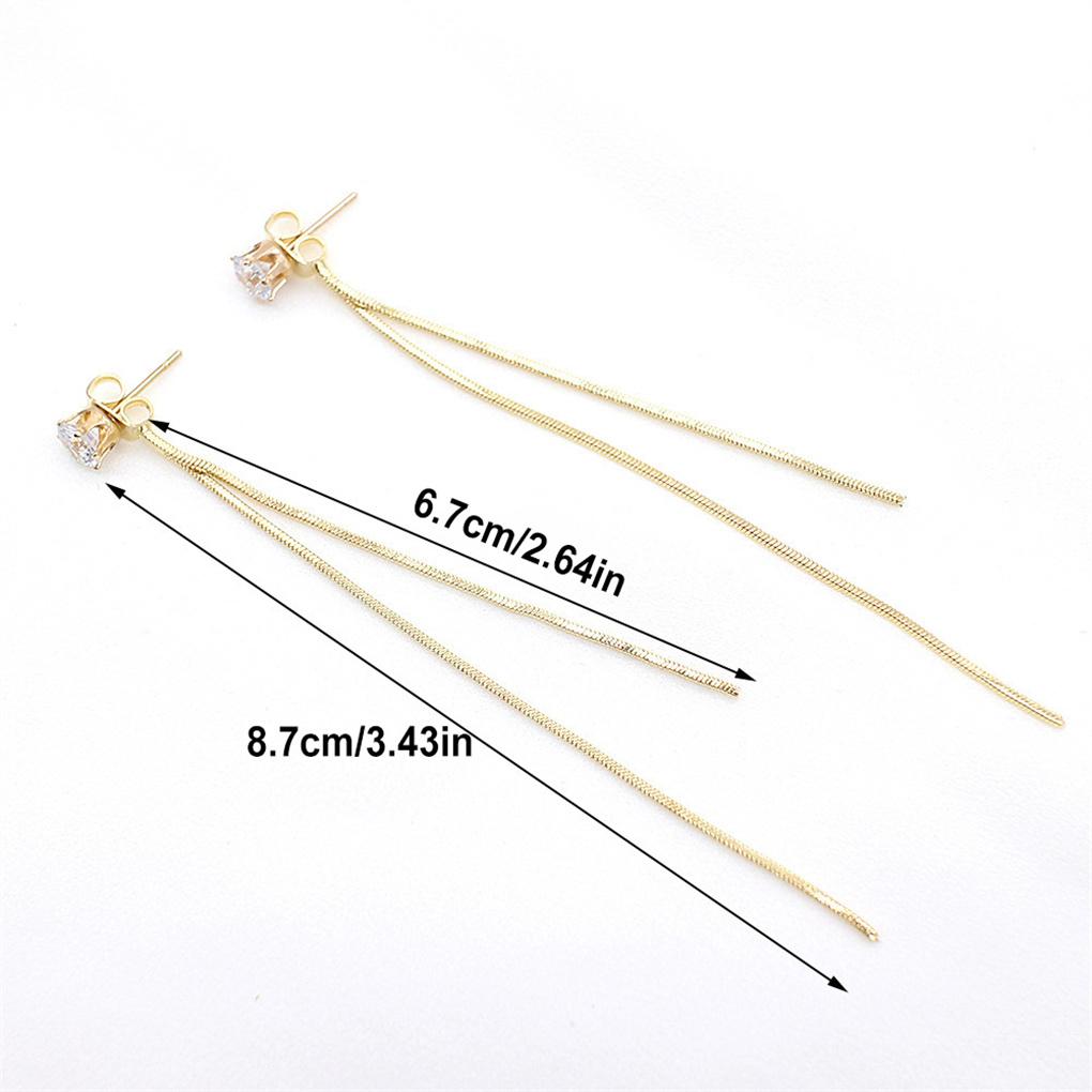 Earrings Long Tassel Glitter Stylish Zircon Embedded Earring Fringe Personality Gold Silver Ear Dangle Wedding Decor Women