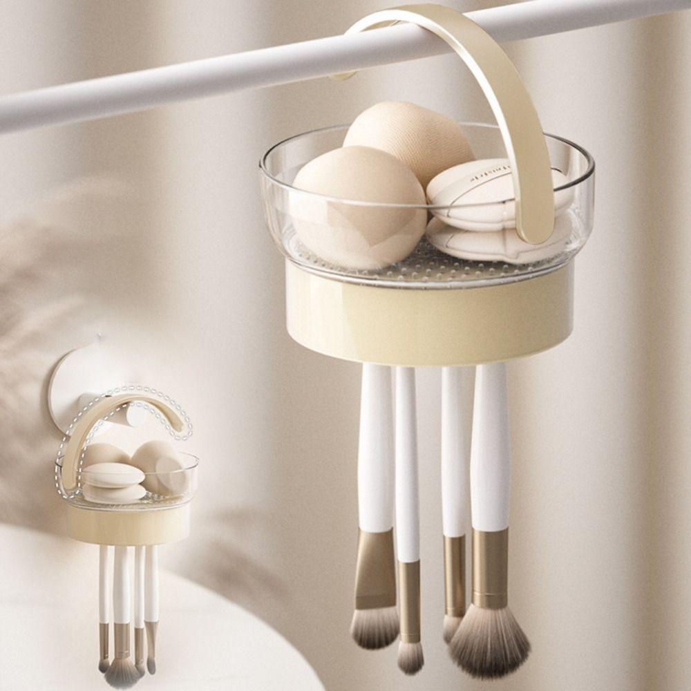 2-in-1 Makeup Brush Cleaner Bowl Cosmetic Brush Hang Drying Holder  Powder Puff Cleaning