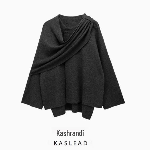 

Spring 2025 Women s European/American Asymmetrical Scarf Knit Coat Medium