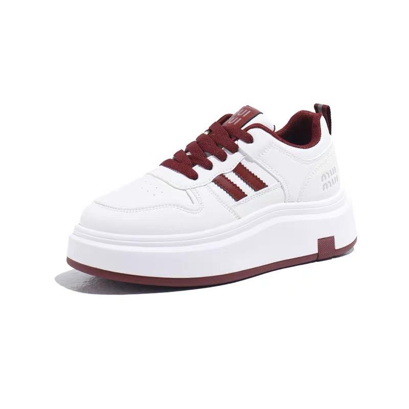 Ankela red muffin thick-soled heightening striped little white shoes women's 2025 spring and autumn new popular versatile casual board shoes