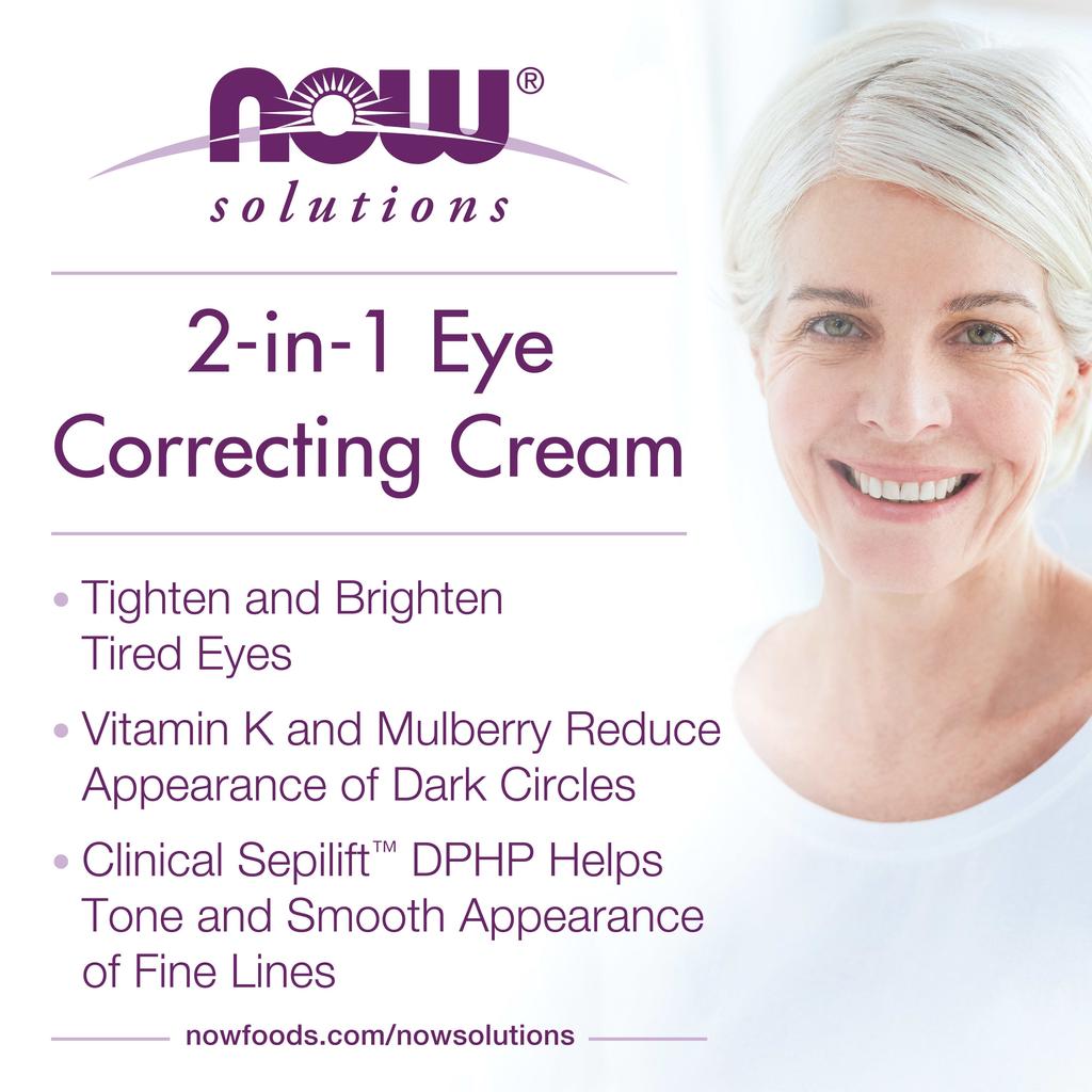 Now Foods Solutions, 2 In 1 Correcting Eye Cream, 1 Fl Oz (30 Ml)
