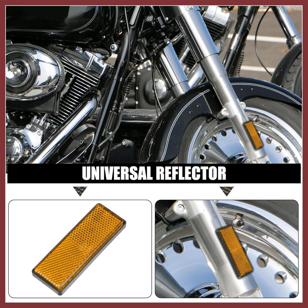 6 Pcs Rectangular Stick-on Safety Spoke Reflective Self Adhesive Reflector for Gate Posts Cars Trailer Motorcycle Trucks Boat Bicycle Bike Orange